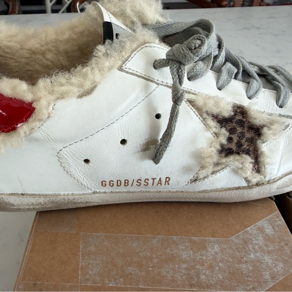 White Sneakers with Leopard Star and Red Heel main image 14